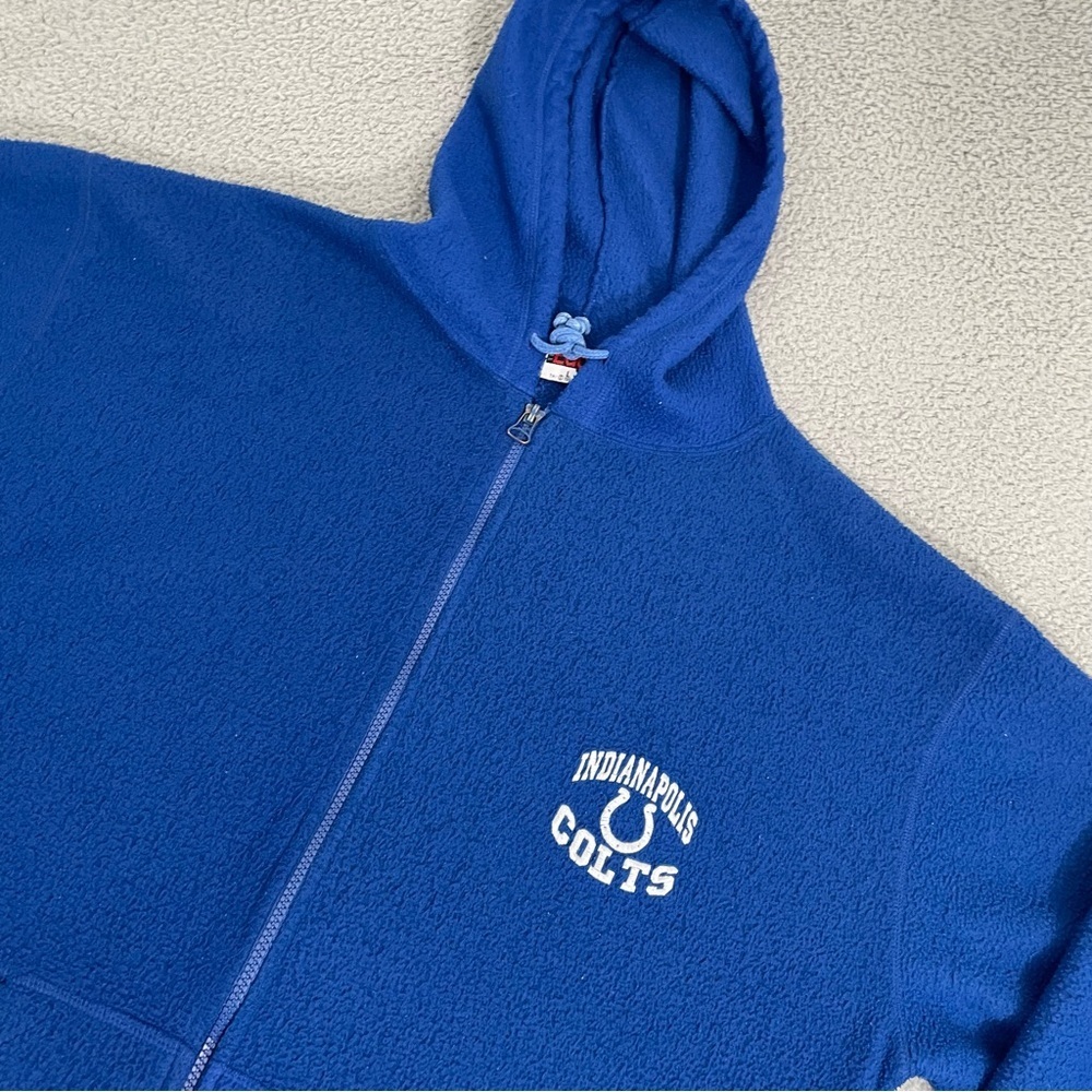VTG Indianapolis Colts Hoodie Men L Blue Fleece Embroidered NFL Full Zip - Picture 2 of 8